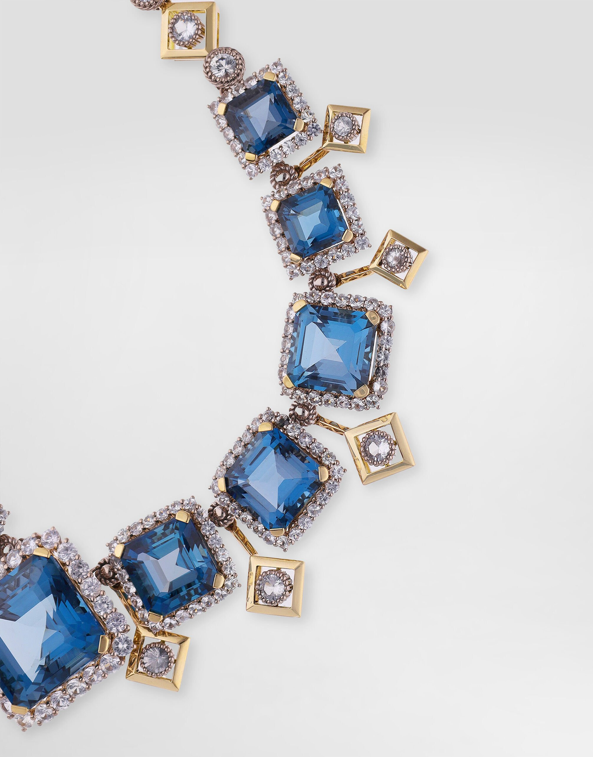 Eleganza Necklace 18-carat white and yellow gold, topazes, and sapphires. - 2