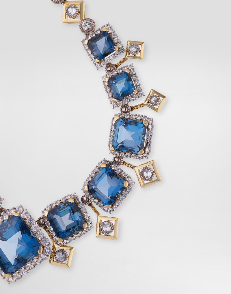 Dolce & Gabbana Eleganza Necklace 18-carat white and yellow gold, topazes, and sapphires. outlook