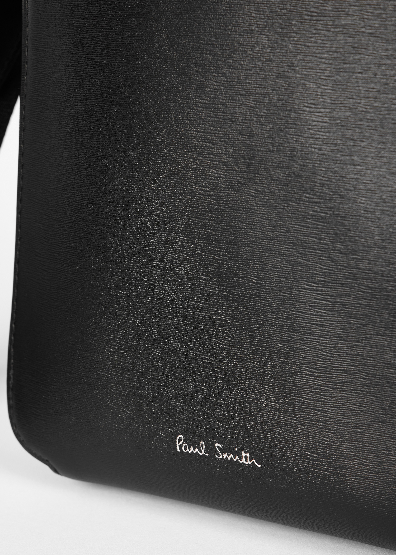 Black Straw-Grain Embossed Leather Large Flight Bag - 3