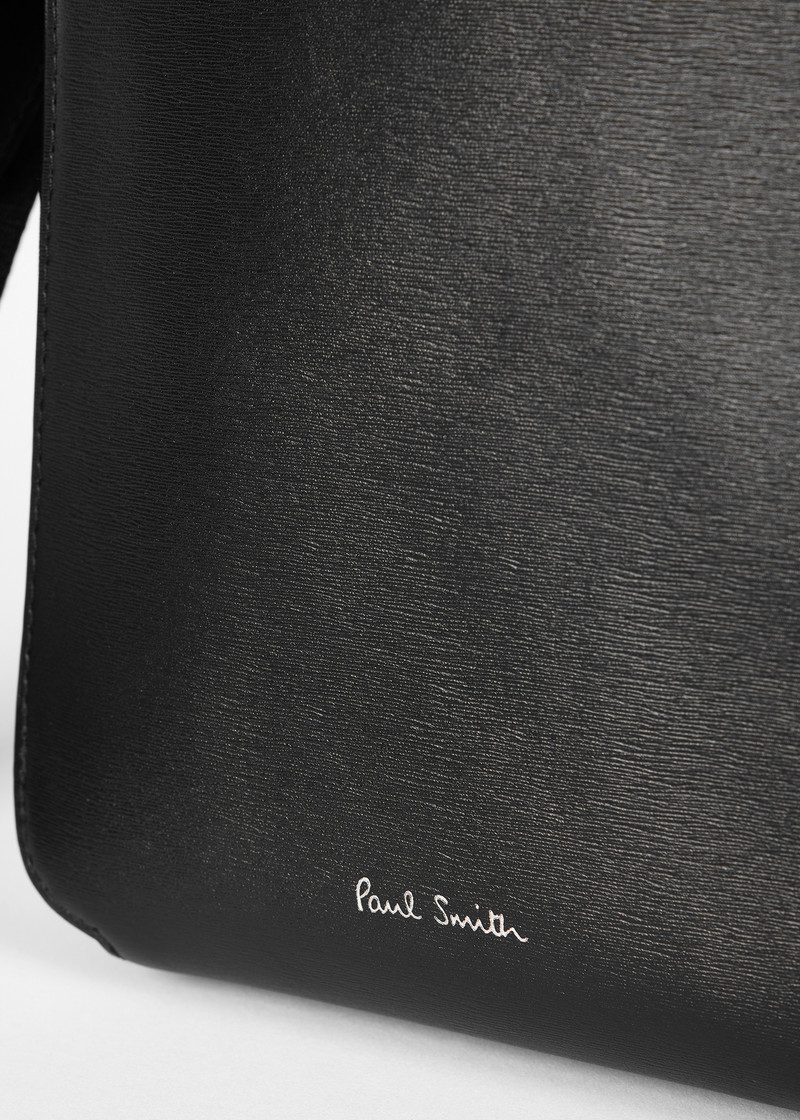 Black Straw-Grain Embossed Leather Large Flight Bag 3