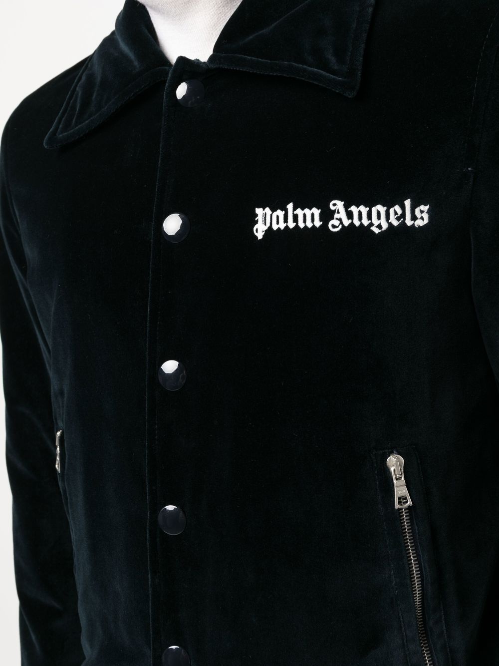 logo-embroidered velvet jacket - 5