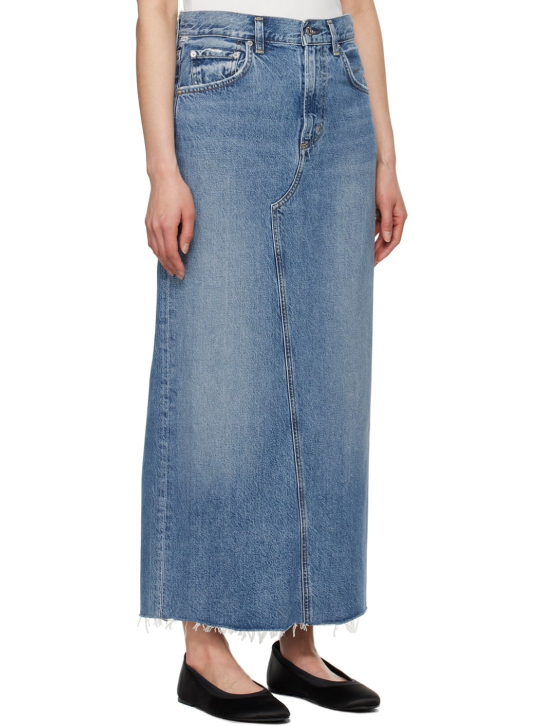 Blue Circolo Denim Maxi Skirt - 2