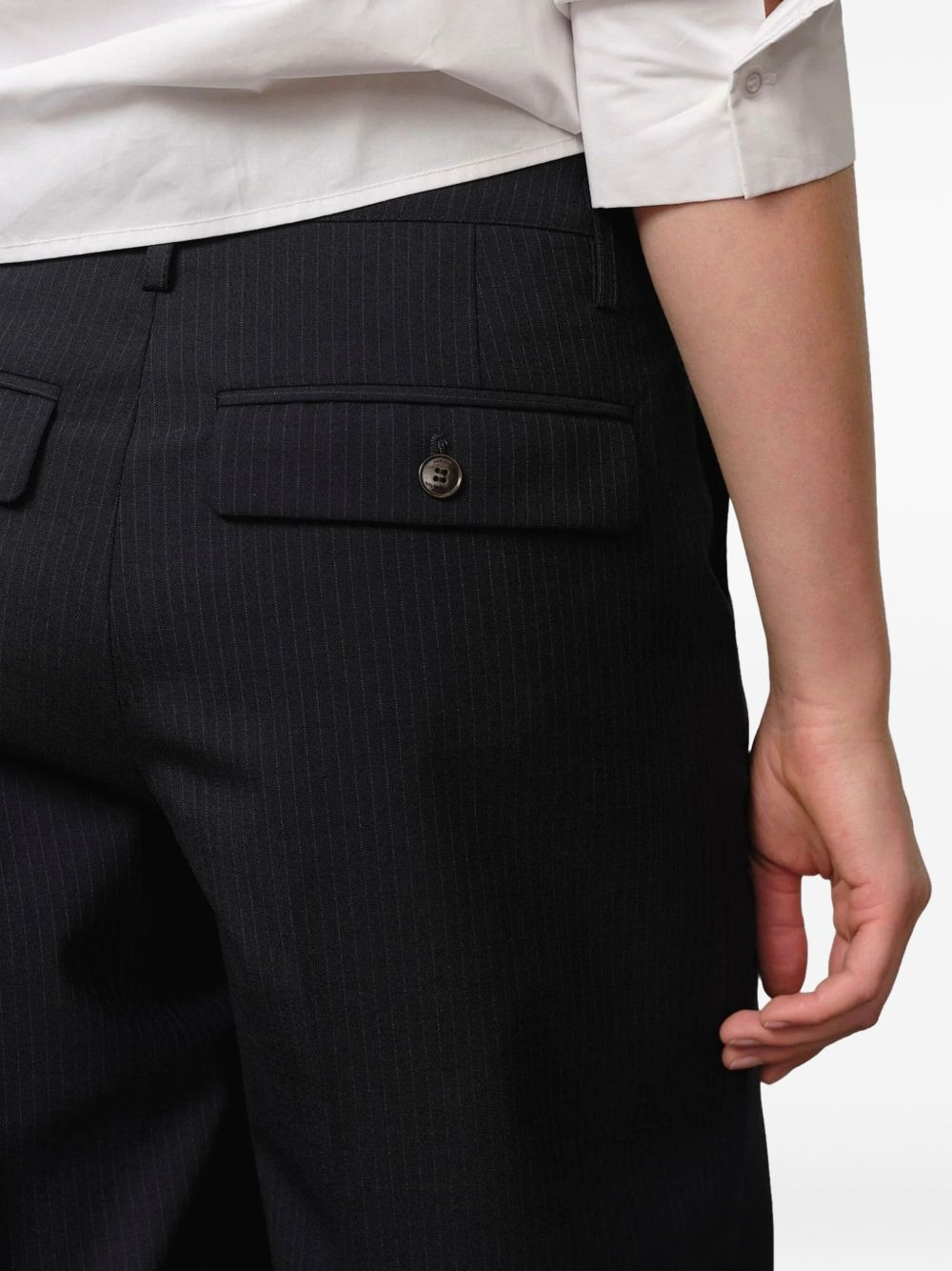 pinstripe pleated-front trousers - 4