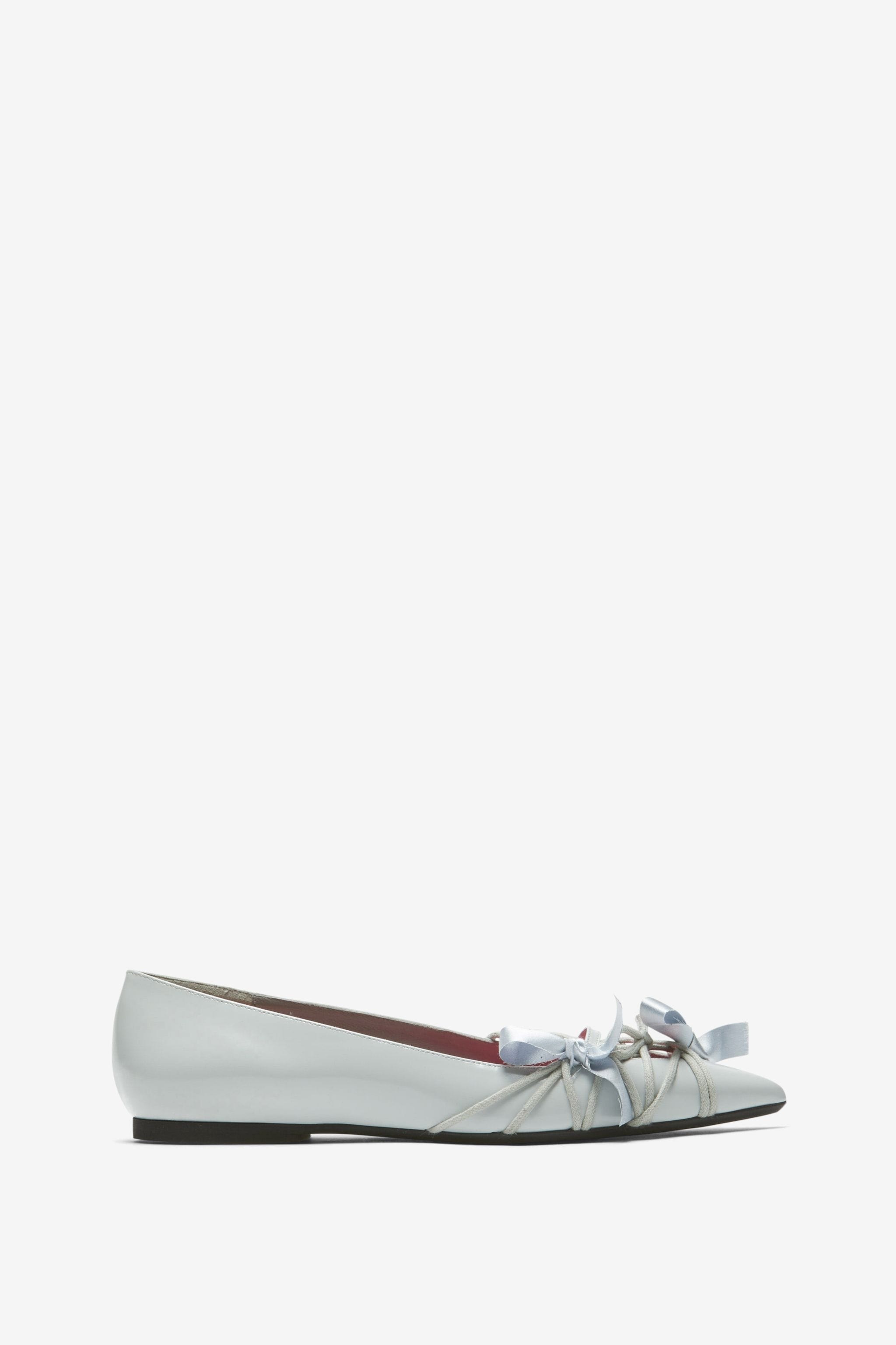 BOW-EMBELLISHED LEATHER BALLET PUMPS - 1