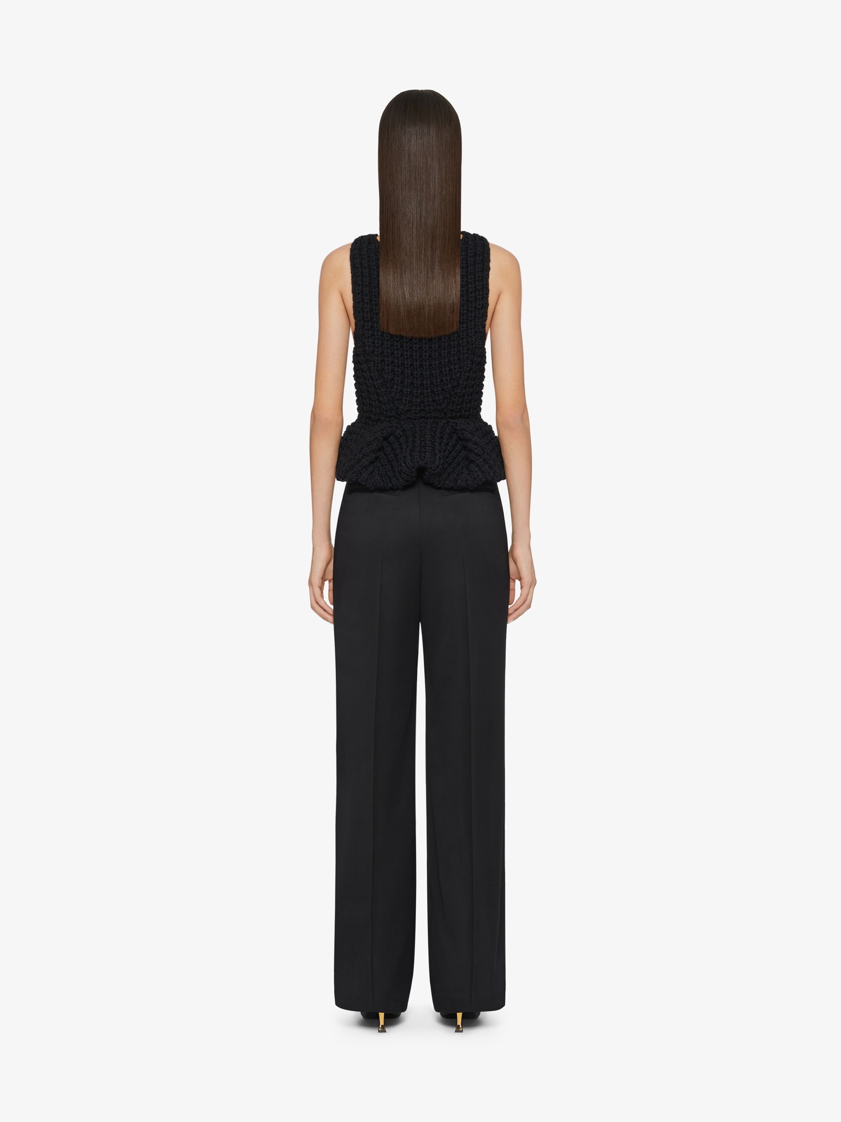 SLIM FIT PEPLUM TOP IN WAFFLE WOOL - 4