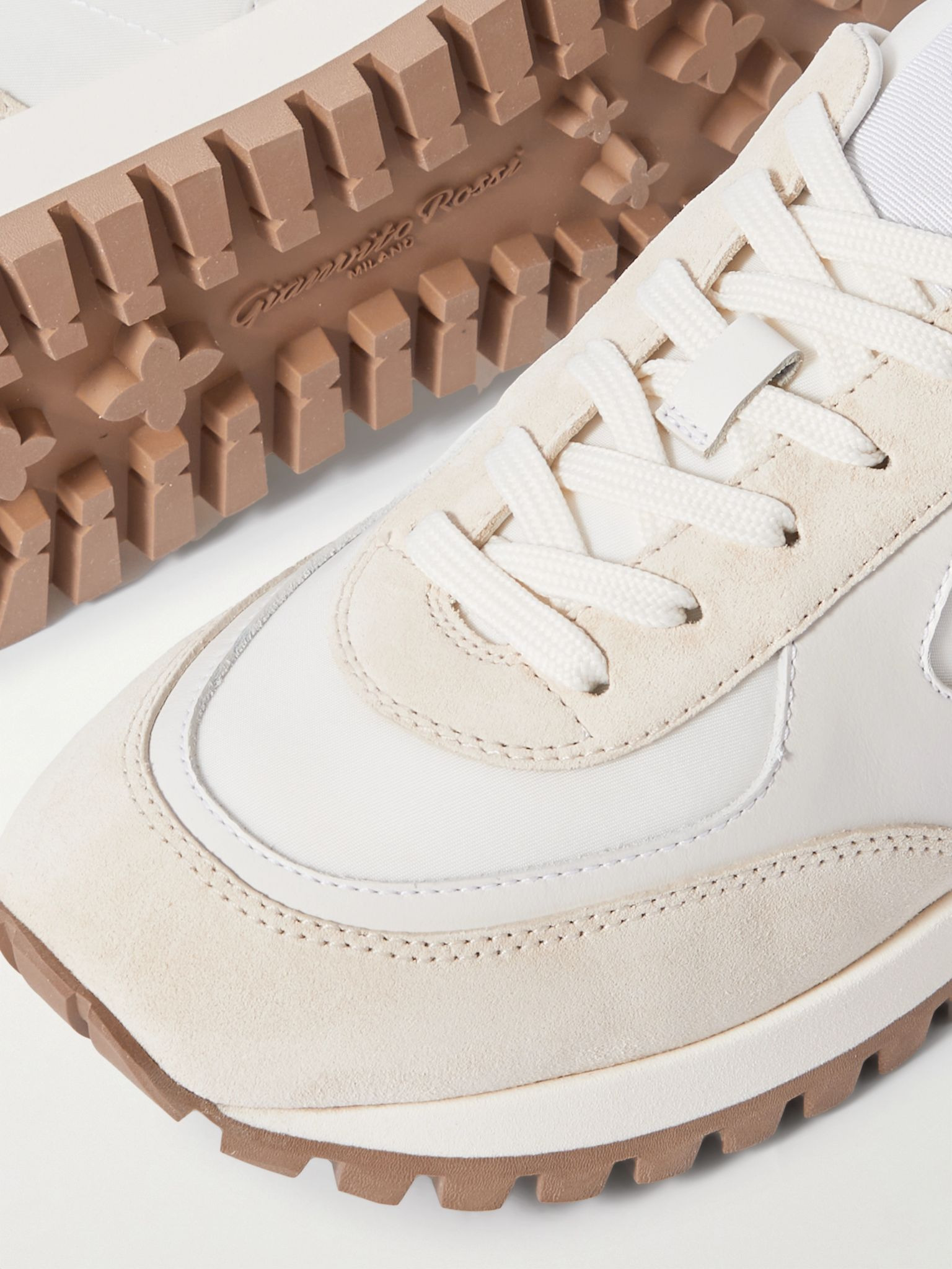 Gravel suede, leather and shell sneakers Off-white - 4