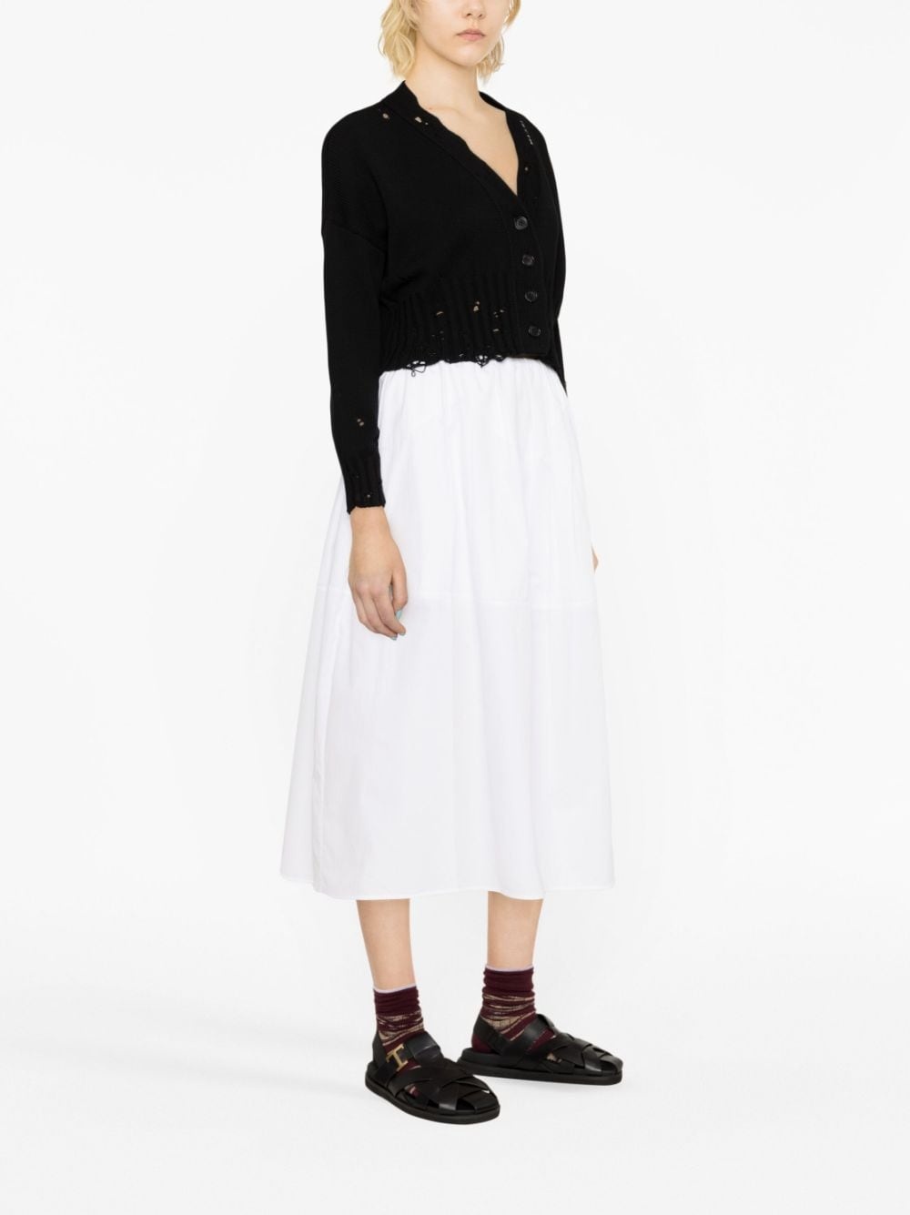 distressed cotton cardigan - 4