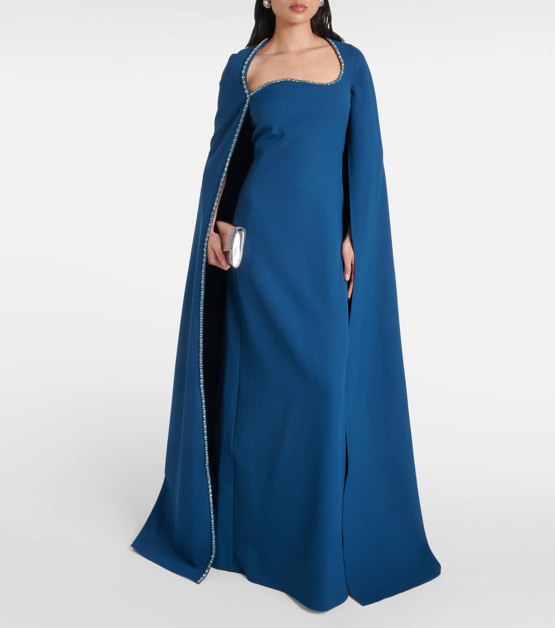 Mattia embellished caped crêpe gown - 2