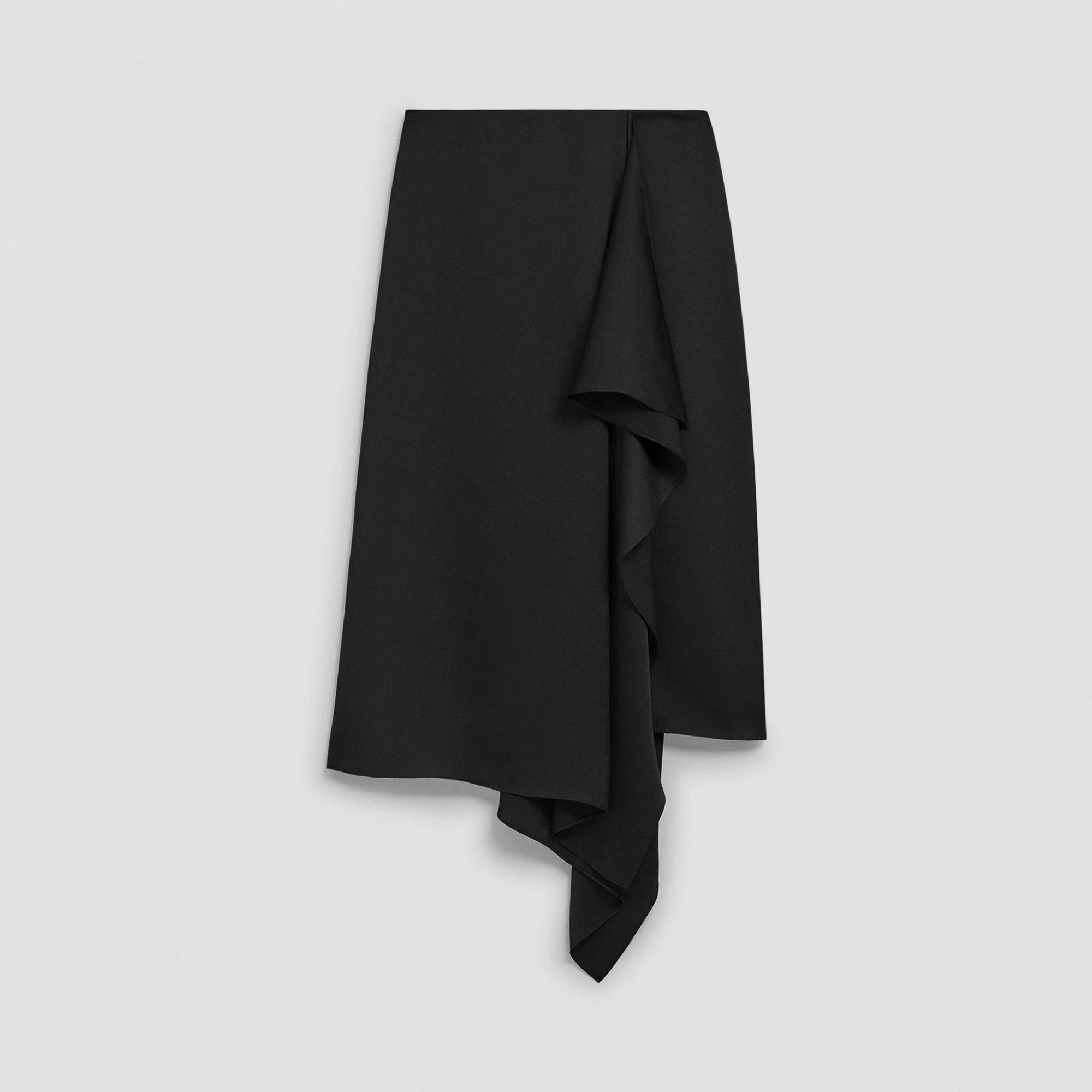 Draped Sarong Skirt in Crushed Satin - 1