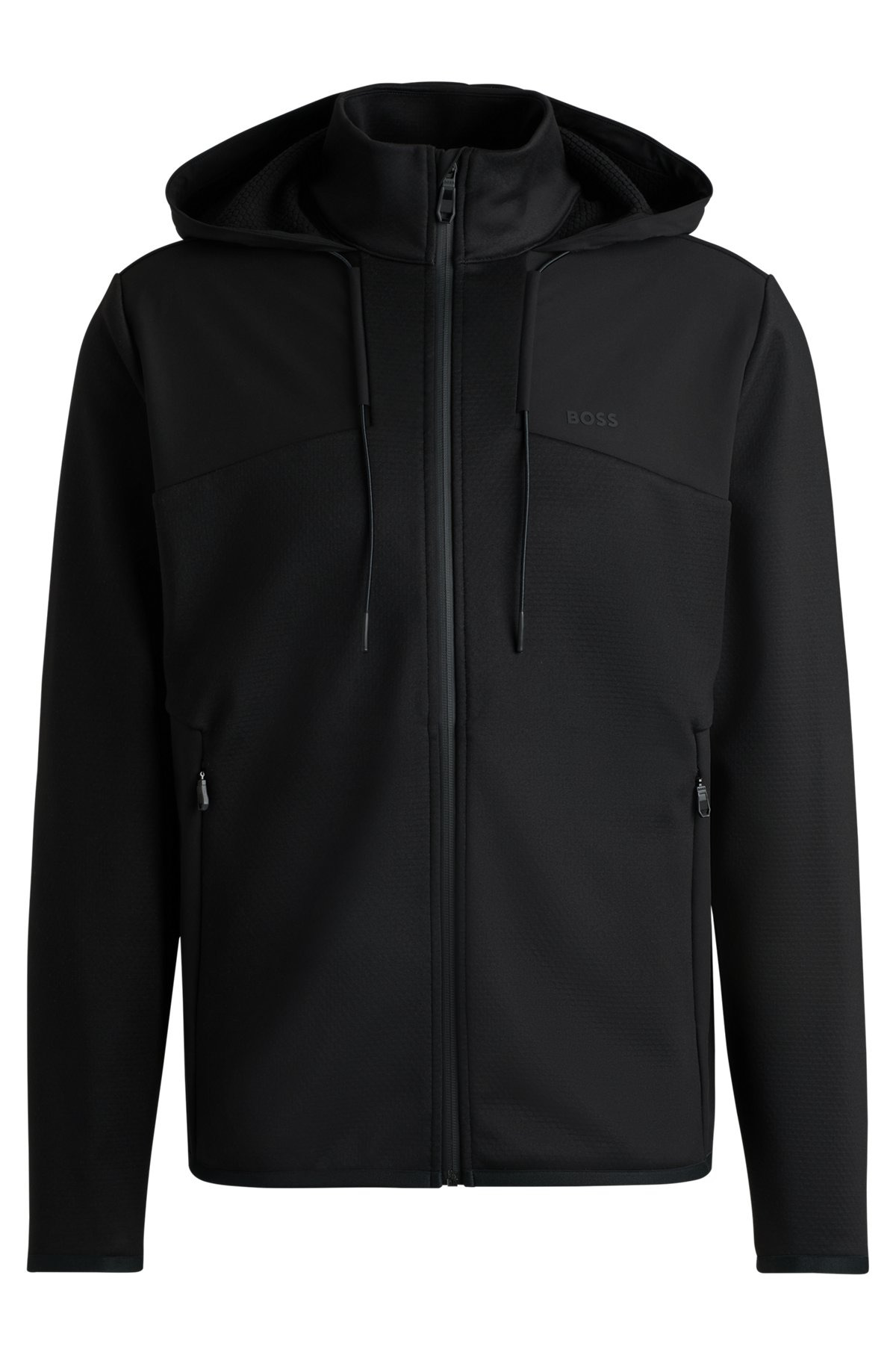 BONDED-FLEECE ZIP-UP HOODIE WITH LOGO DETAIL - 1