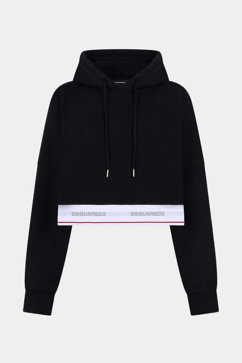 DSQUARED2 TAPE ELASTIC ONION CROPPED HOODIE - 1