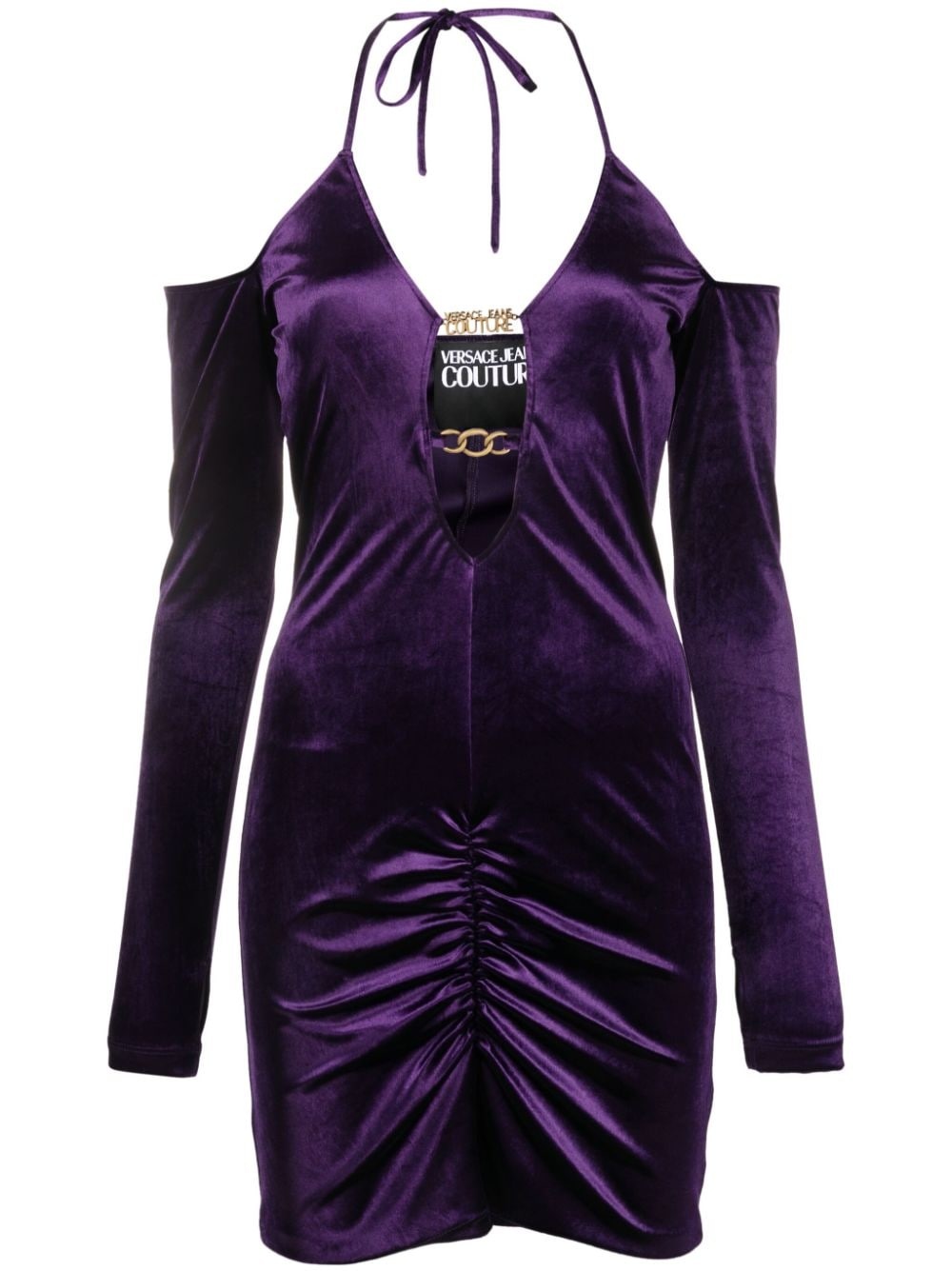 ruched velvet minidress - 1