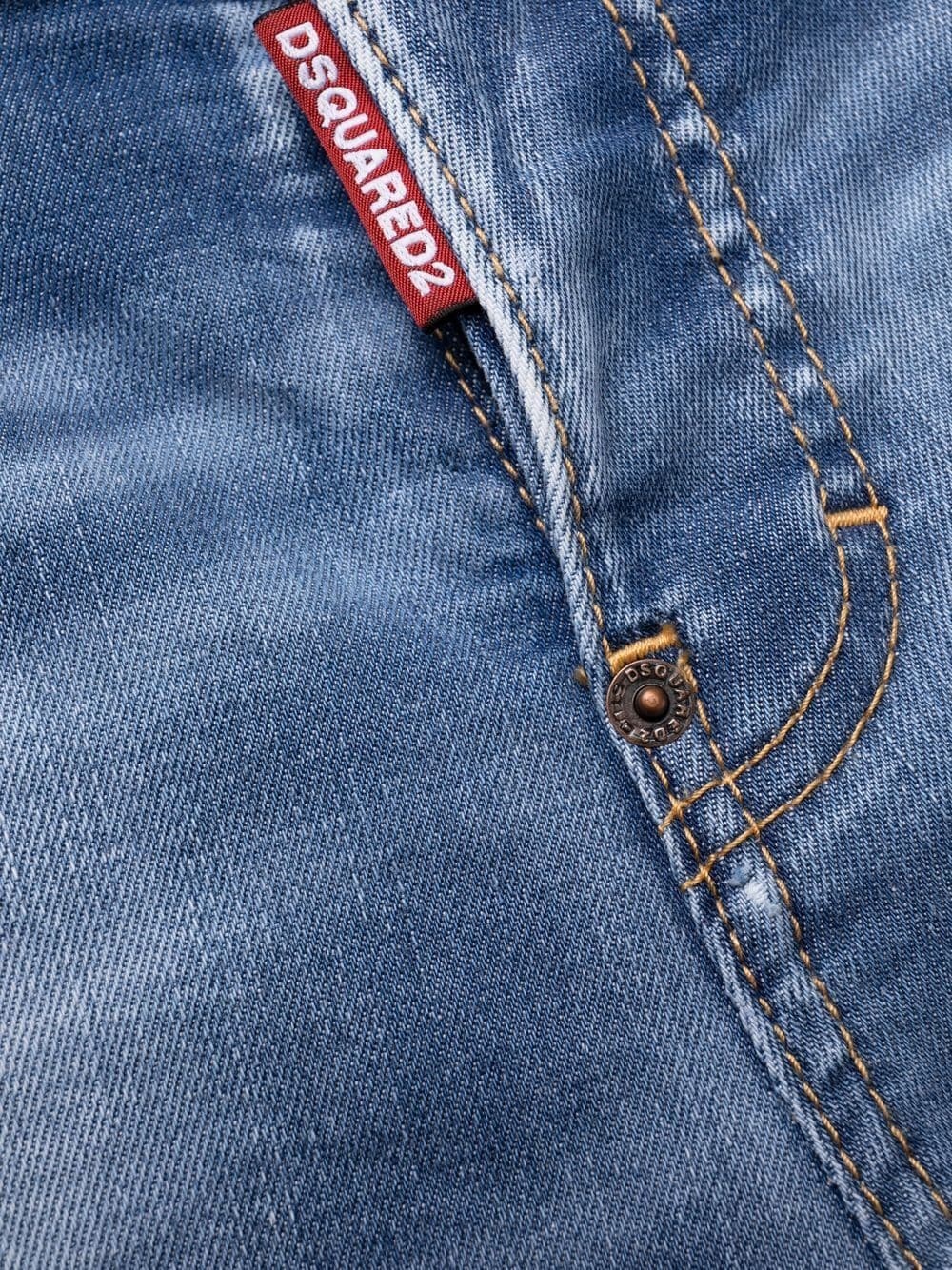cropped distressed-effect skinny jeans - 6