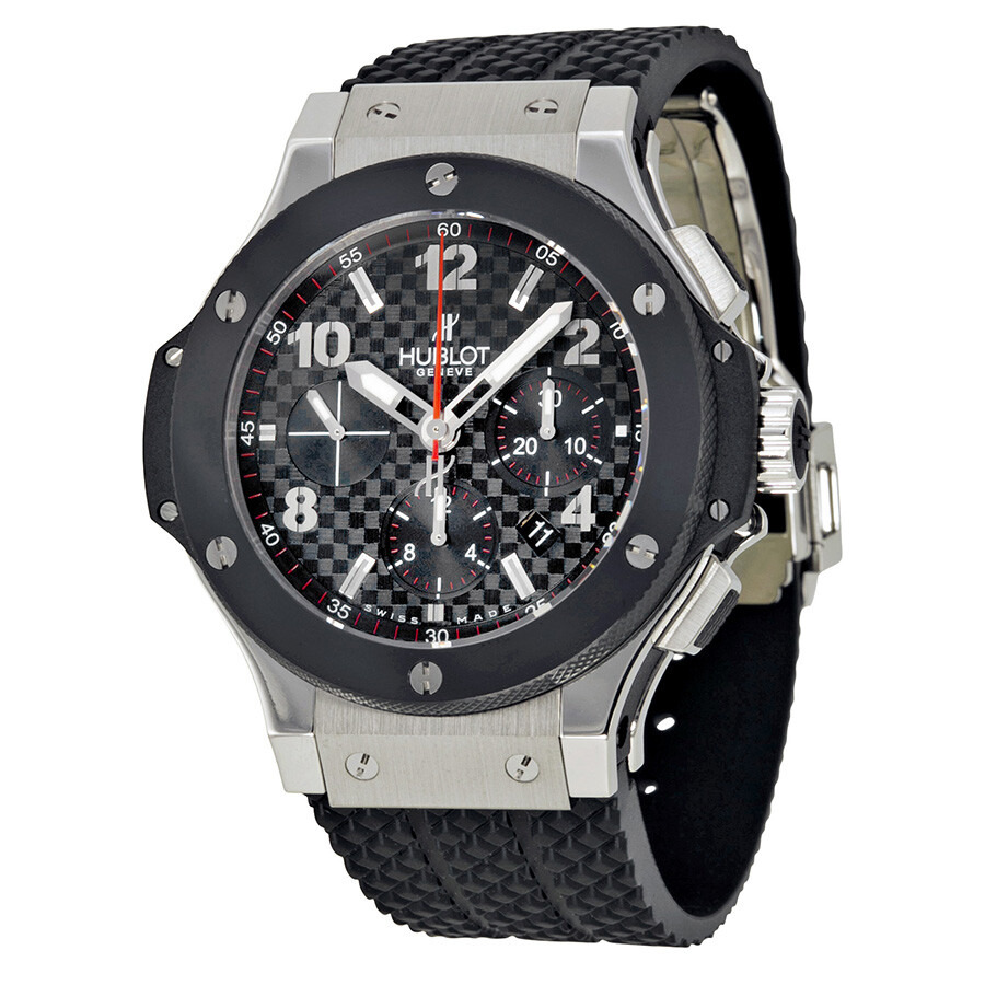Pre-owned Hublot Big Bang Steel Ceramic Chronograph Black Carbon Fiber pattern Dial Men's Watch 301. - 1