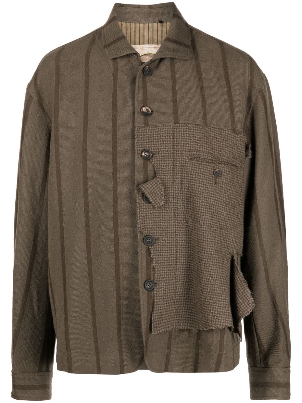 stripe-pattern spread-collar jacket - 1