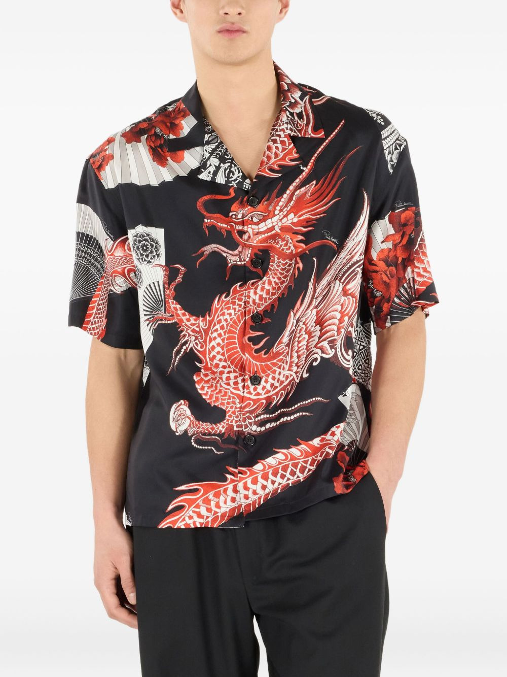 dragon-print silk shirt - 3