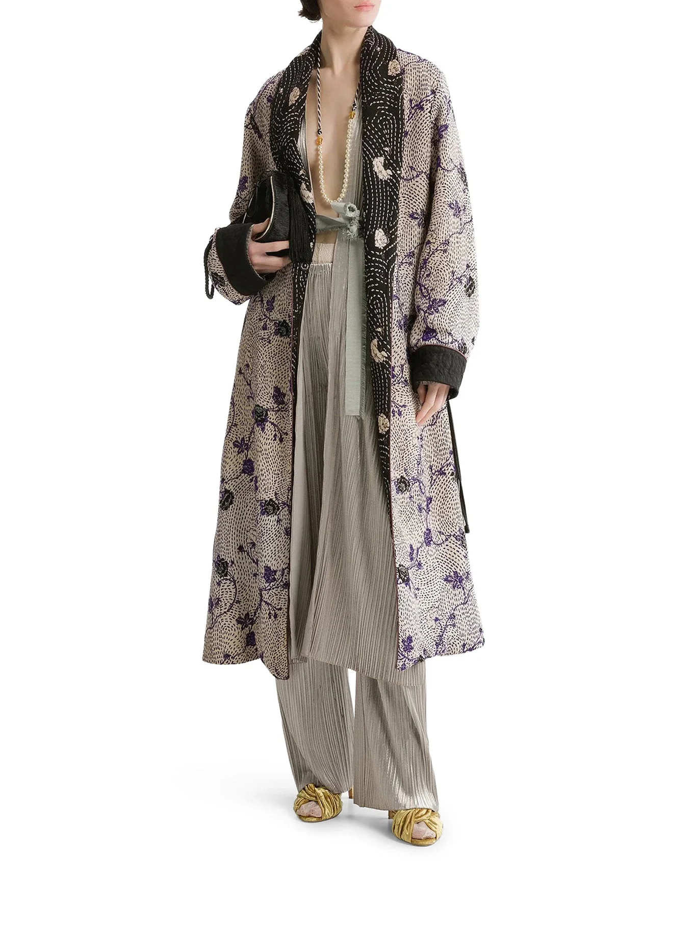 TROUSERS WITH AN ELASTICATED WAIST AND IRREGULAR PLEATING - 1