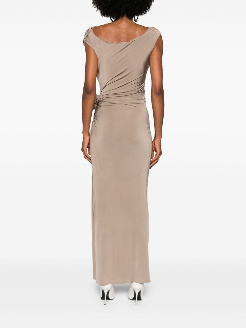 floral-appliqué jersey midi dress - 4