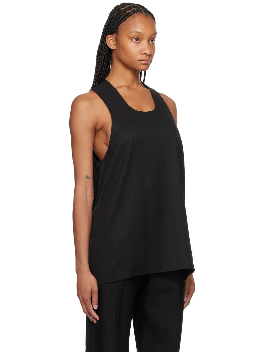 Black Double Face Tank Top - 2