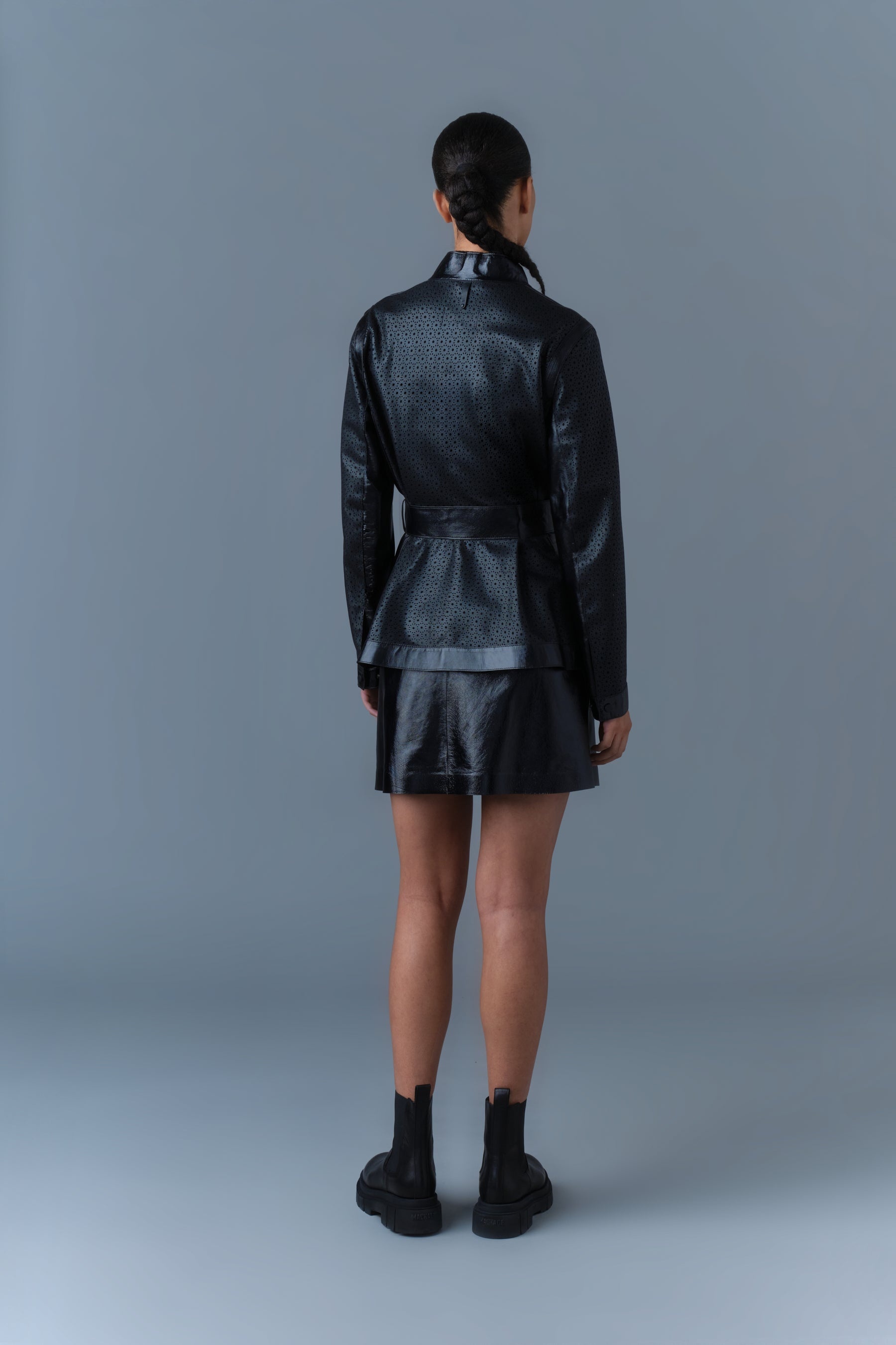 NAEVA Perforated Leather Peplum Jacket - 5
