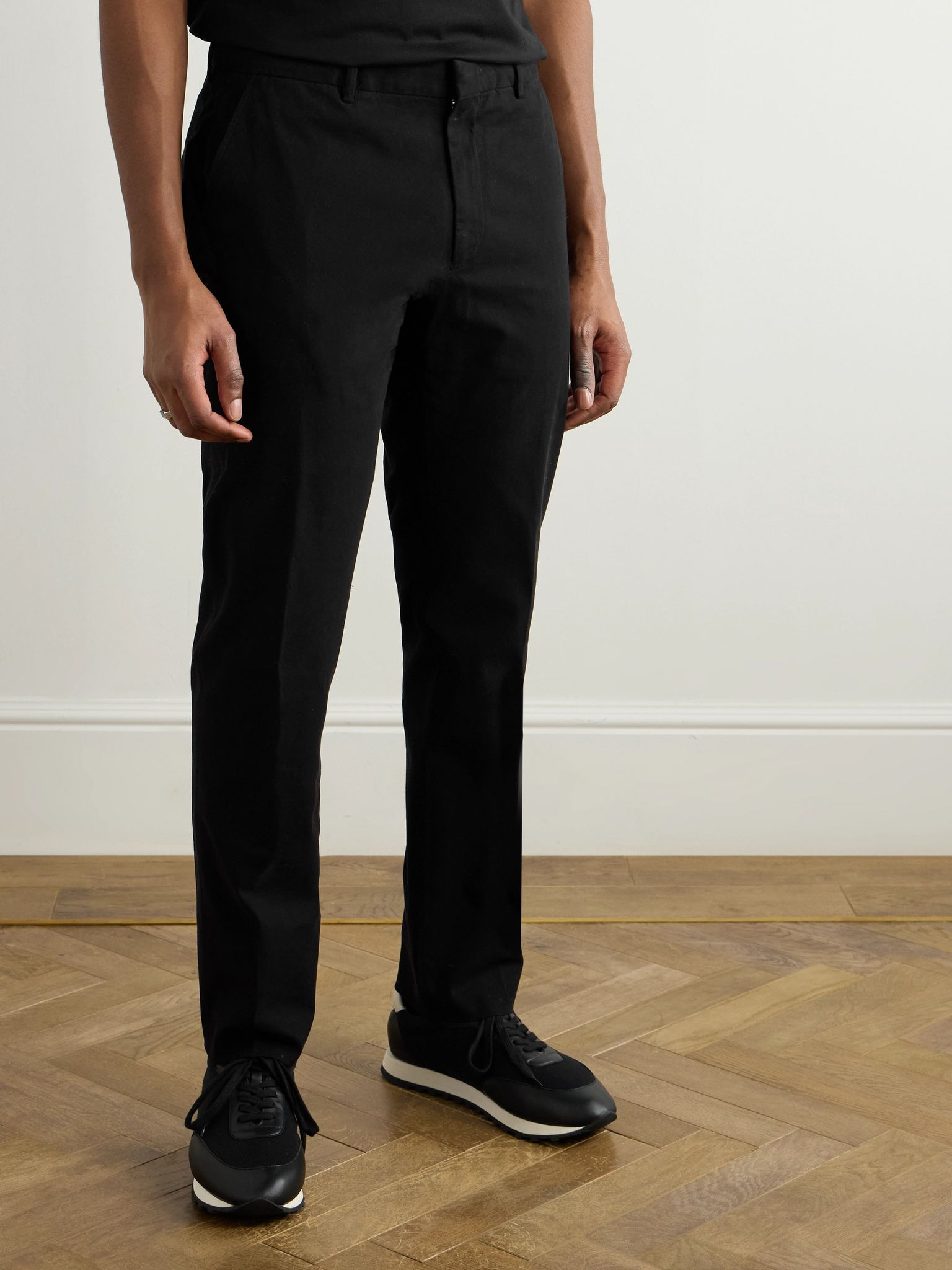 Easy Straight-Leg Garment-Dyed Cotton-Blend Chinos Black - 3