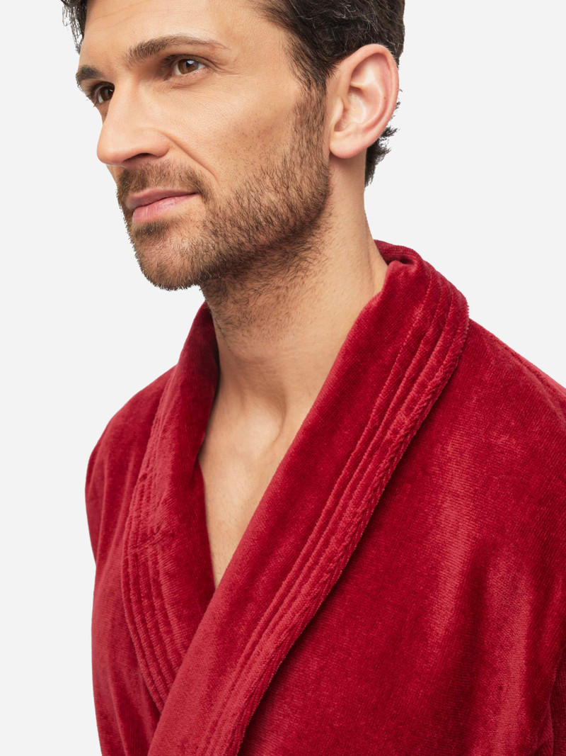Derek Rose Men's Bathrobe Triton 10 Terry Cotton Wine outlook