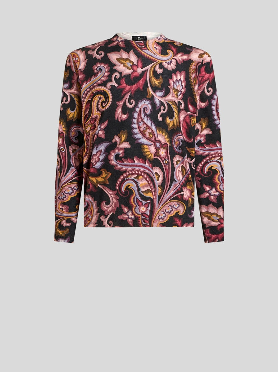 FLORAL PAISLEY CREW-NECK SWEATER - 1