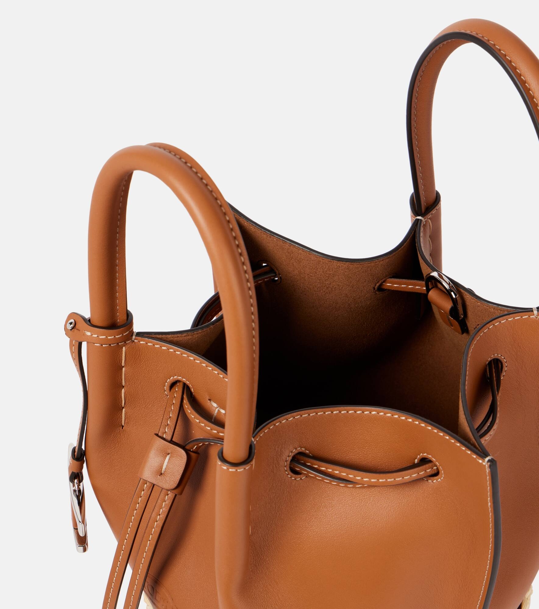 Bux raffia-trimmed leather bucket bag - 3