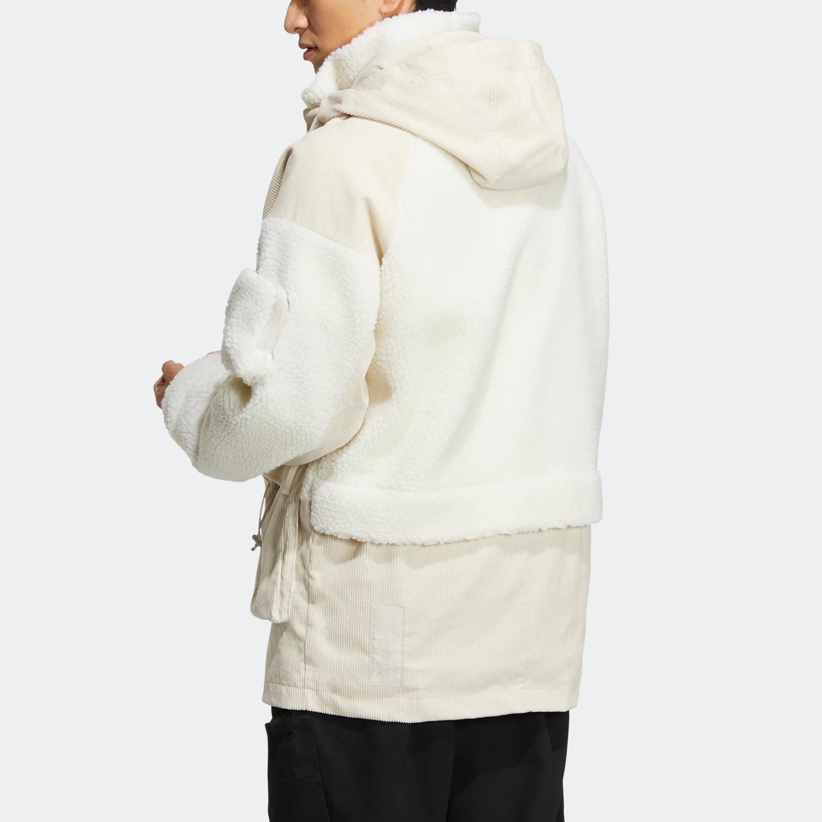 adidas patch fleece cargo jacket 'Cream White' HN9017 - 3