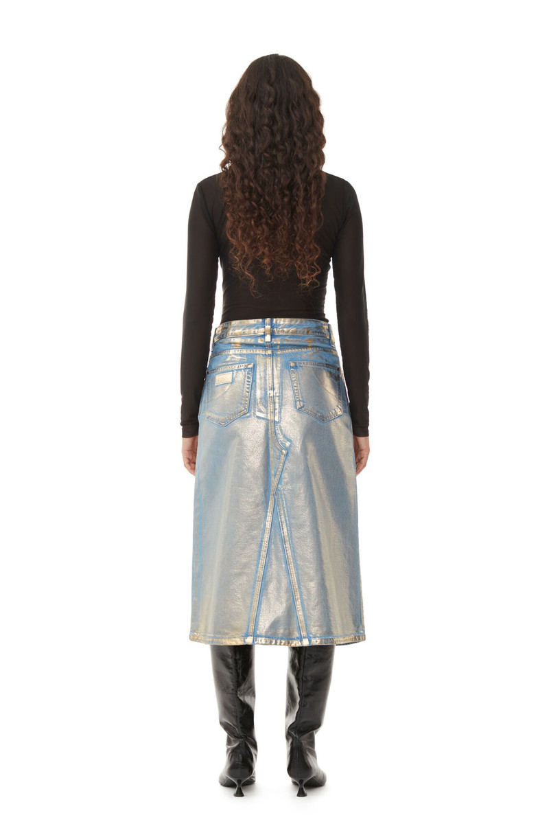 GOLD DENIM MIDI SKIRT 5