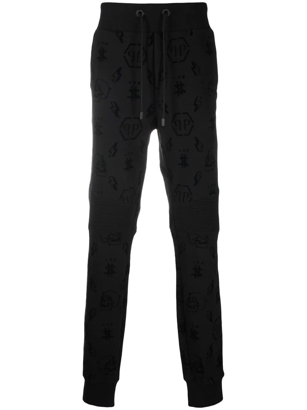 flocked monogram track trousers - 1