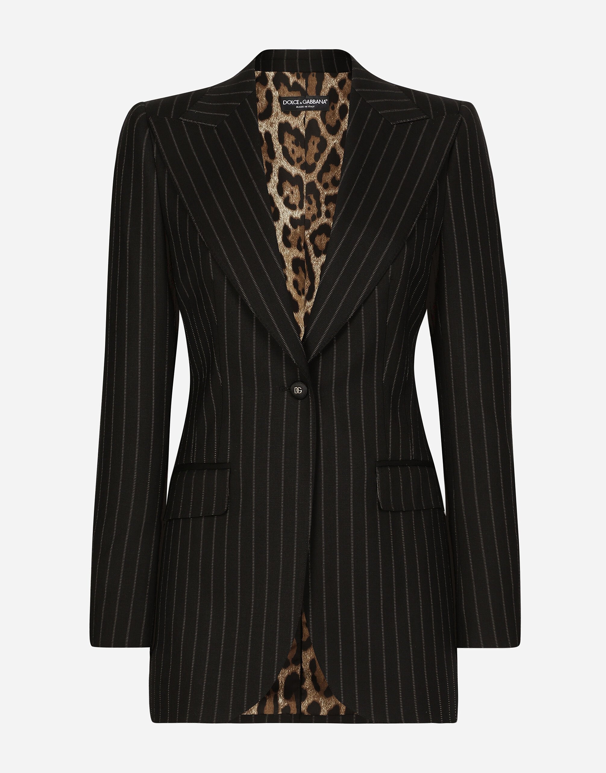 Single-breasted pinstripe wool Turlington jacket - 1