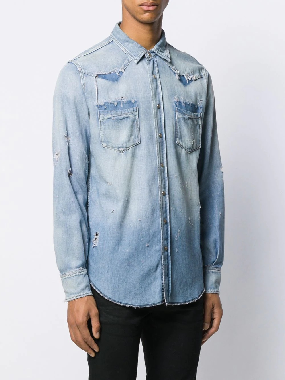 distressed Western denim shirt - 3