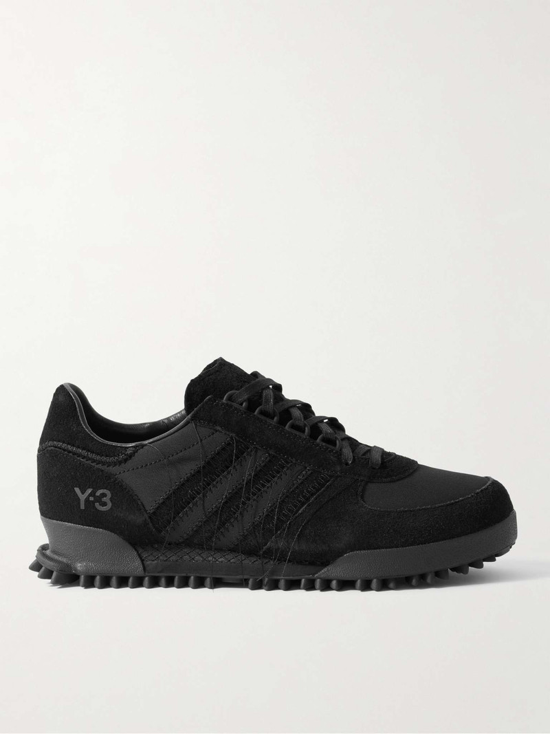 Marathon Distressed Suede and Shell Sneakers 1