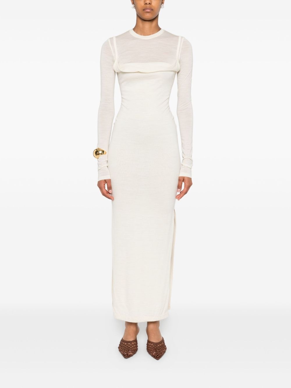 crew-neck long dress - 2