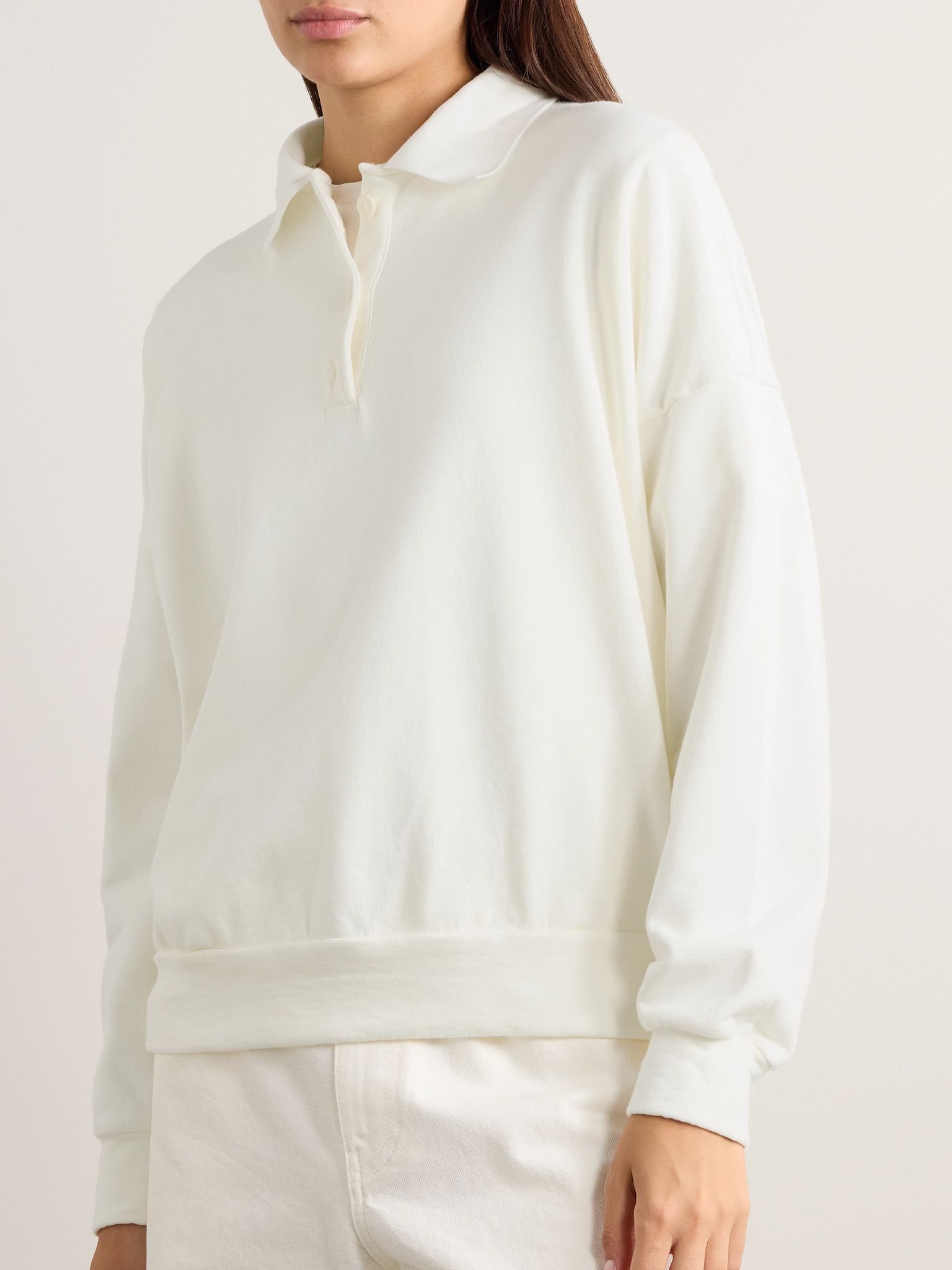 Essentials Corzas cotton-terry polo top Cream - 3