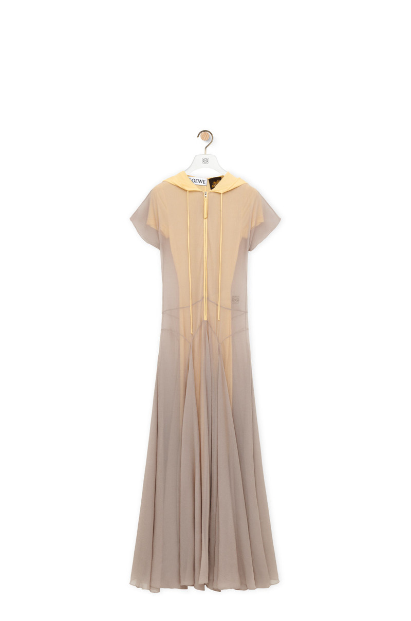 Hooded jumpsuit in silk and viscose 1