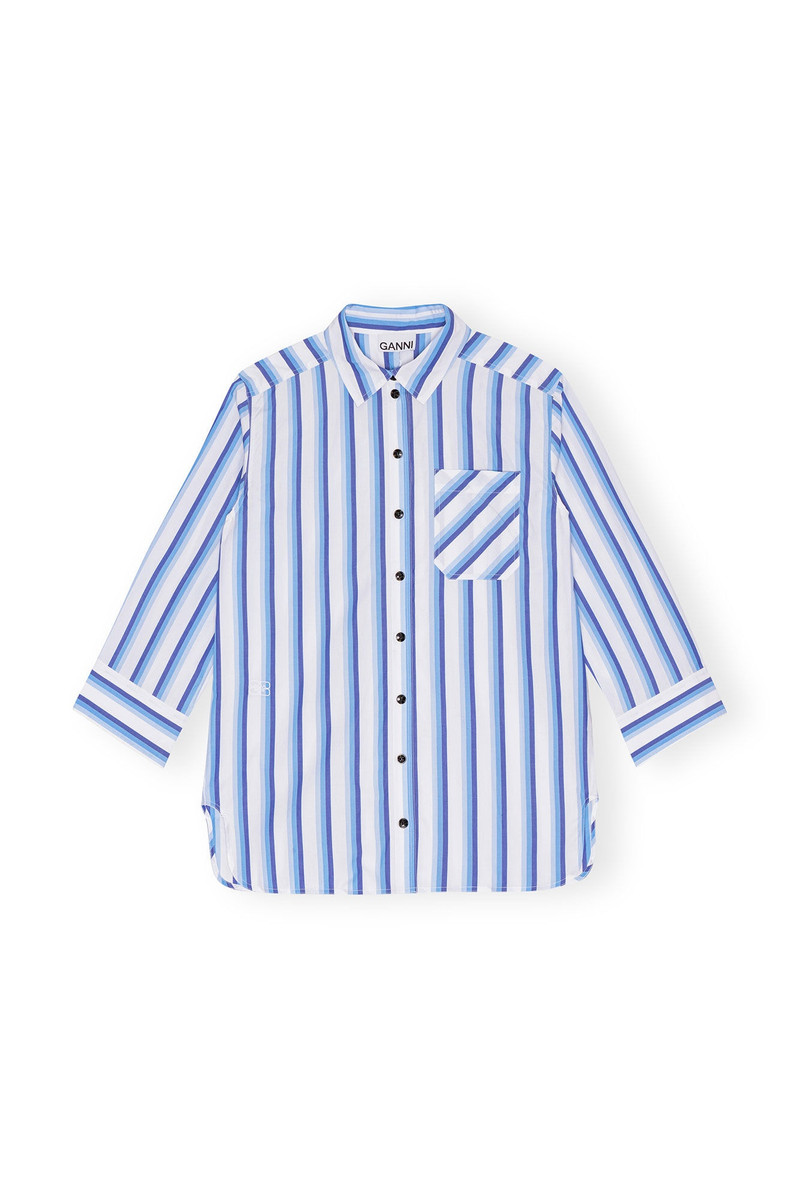 BLUE STRIPED COTTON OVERSIZED 타이어 - 1
