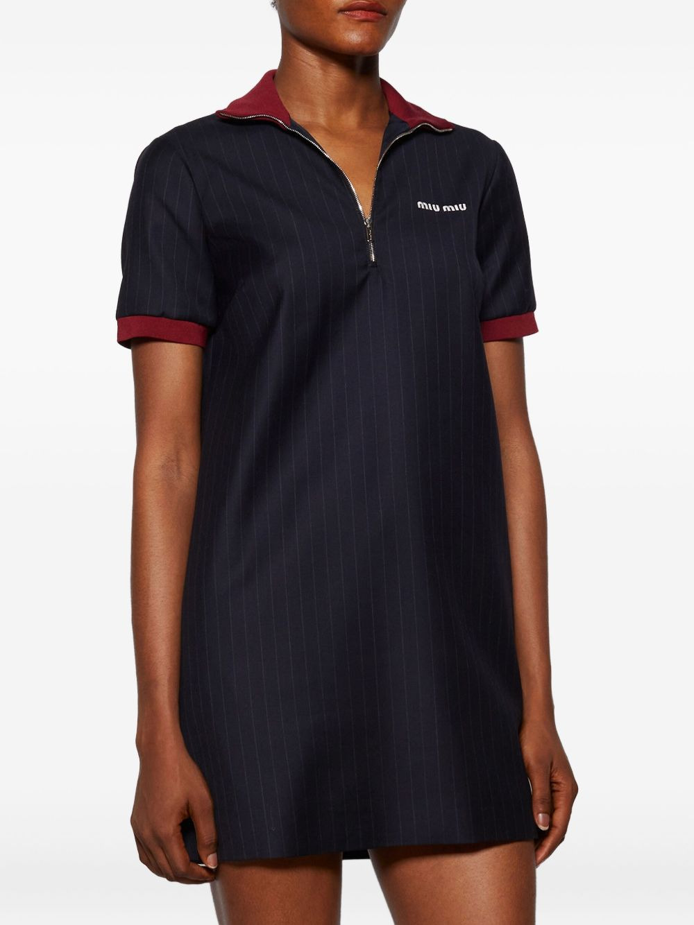 pinstripe zip-front dress - 3