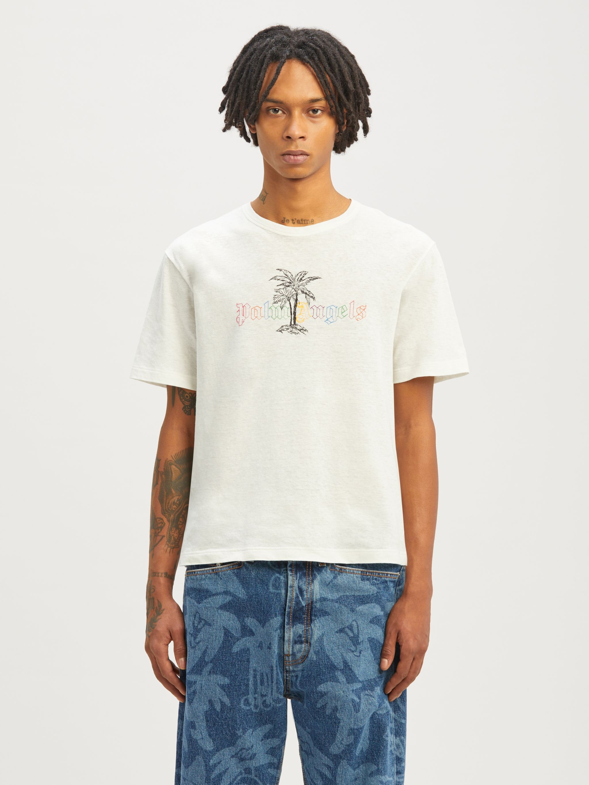Palm Angels Linen Collar T-Shirt - 3