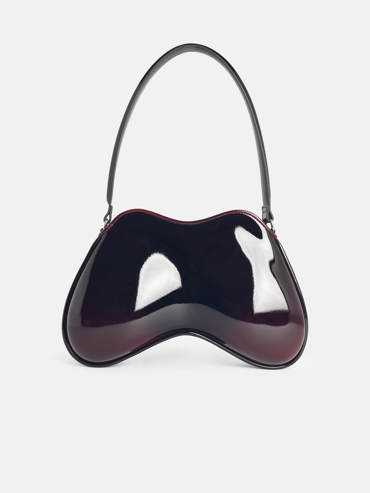'DOUBLE-D' BURGUNDY POLISHED PU BAG - 3