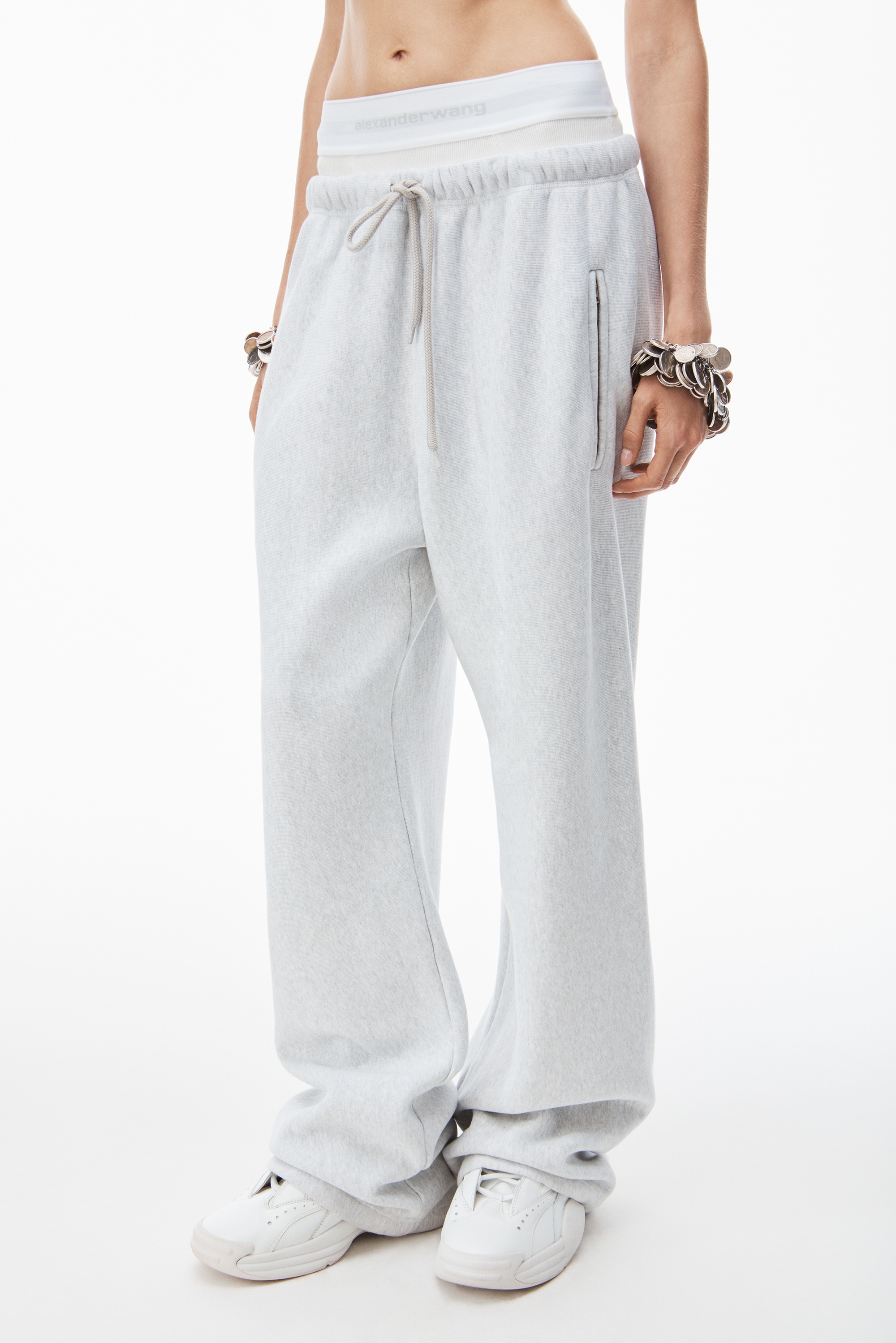 wide leg sweatpants with pre-styled logo brief waistband - 3