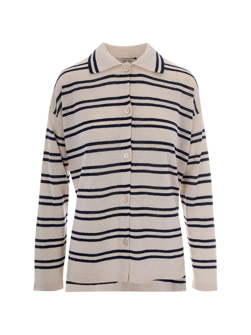 striped-pattern linen cardigan 1