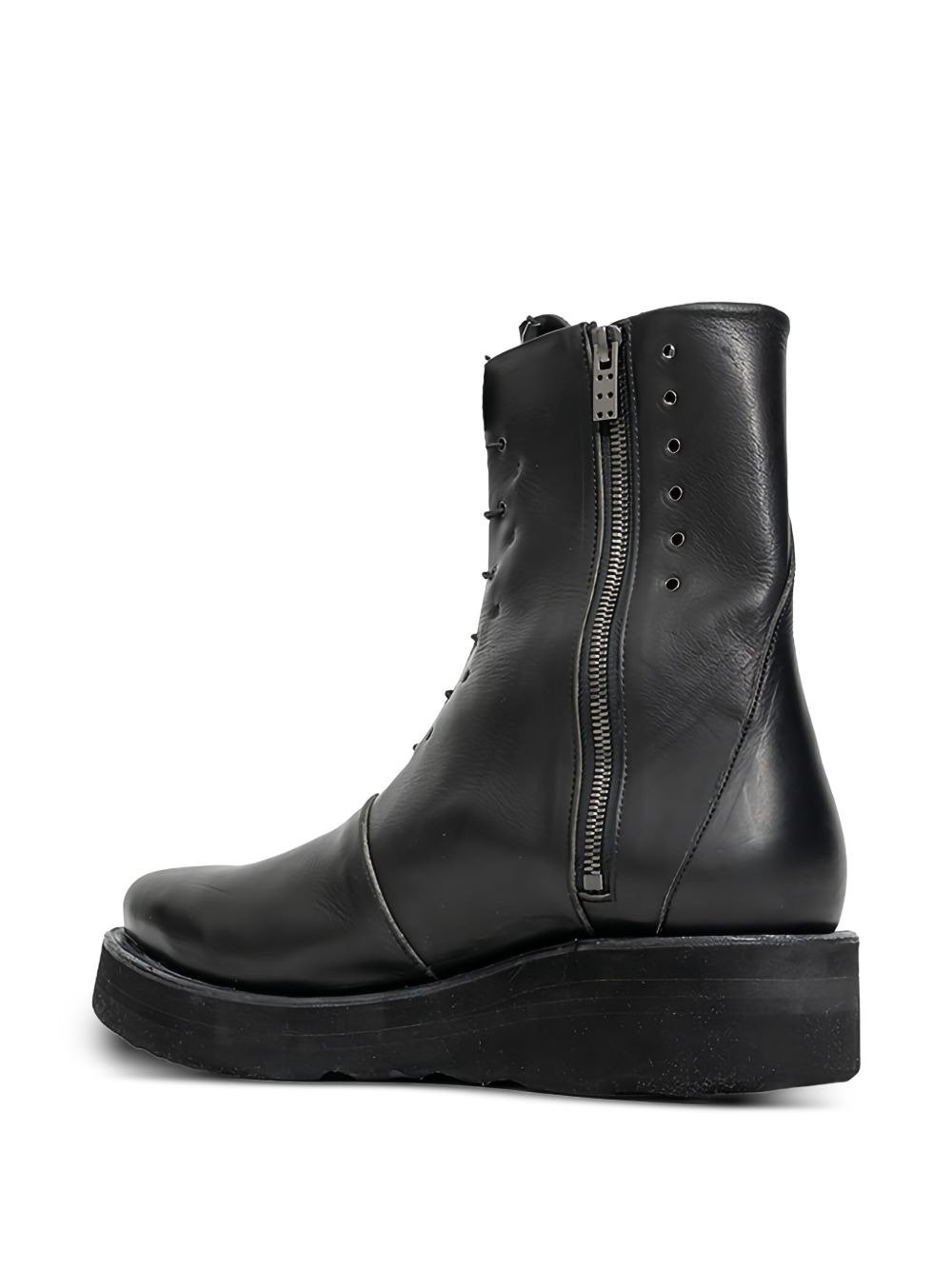 lace-up side-zip biker boots - 3
