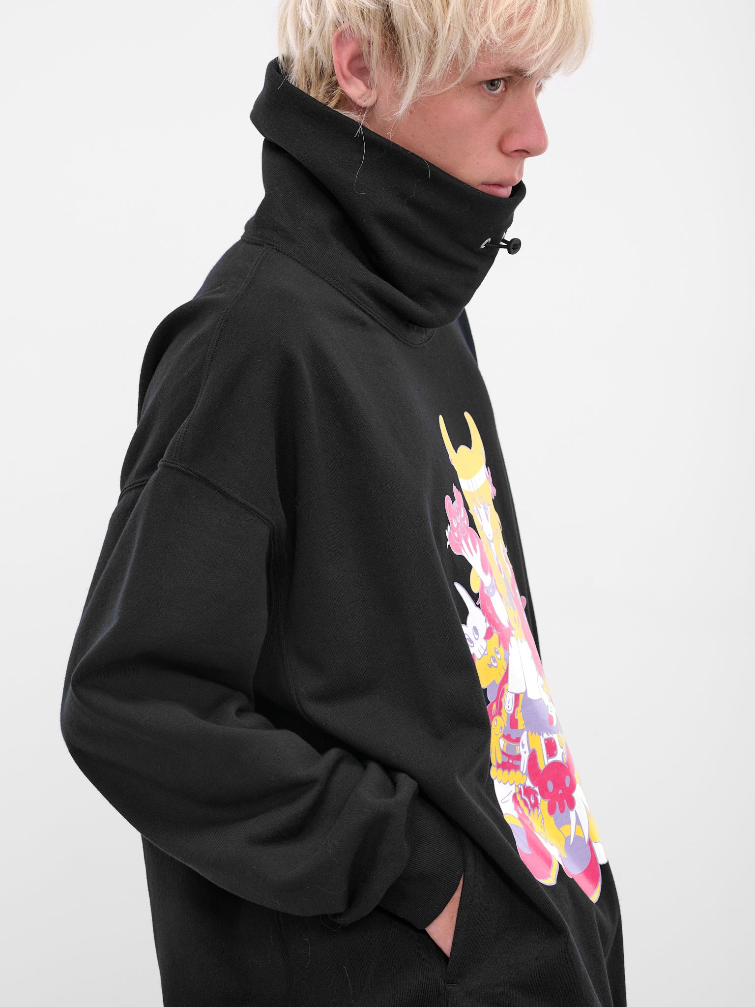 Black Graphic High Neck Sweatshirt - 4