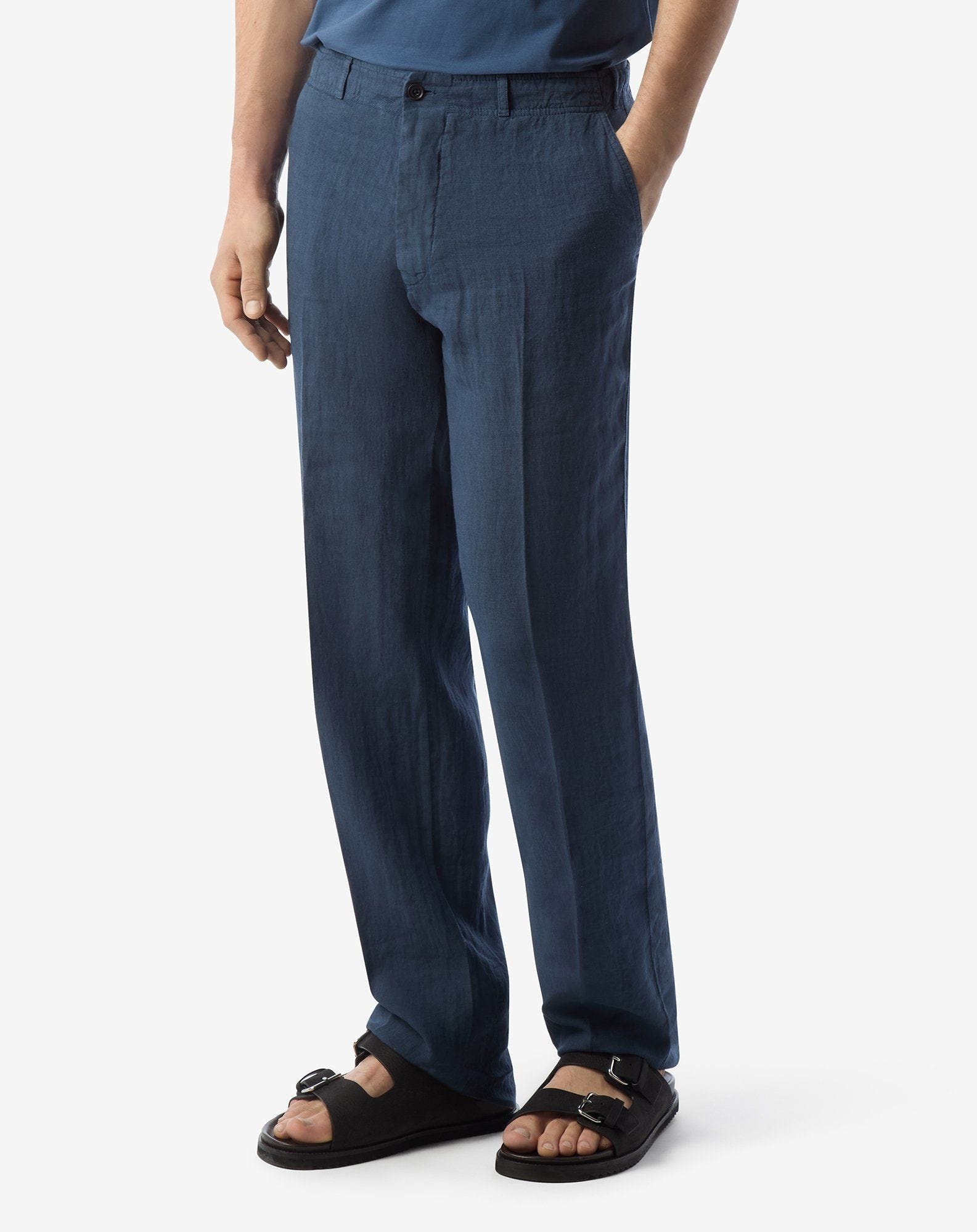 Blue pure linen trousers - 3