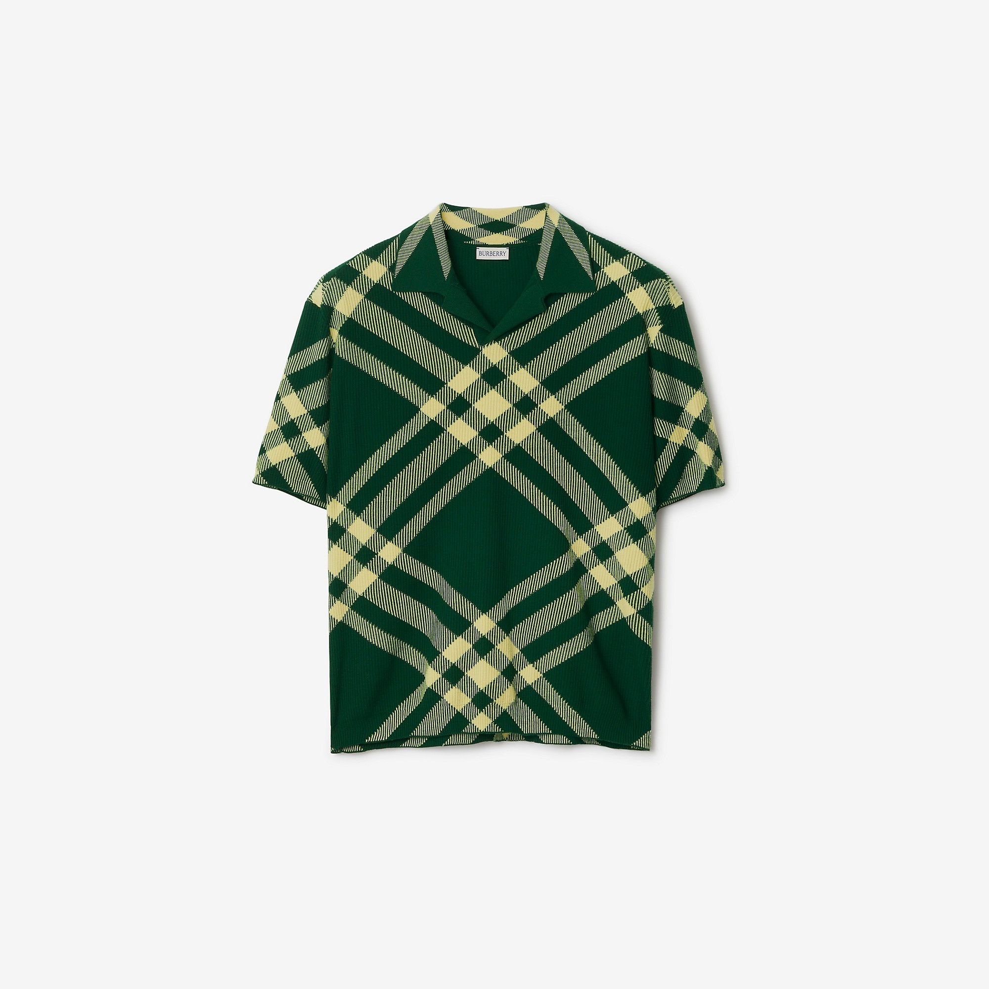 【関税＆送料込み】Burberry 'Check' Light Green Wool Blend Burberry Check Wool Blend Polo Shirt | REVERSIBLE