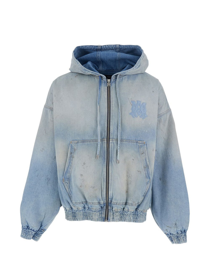 logo-embroidered hooded jacket 1