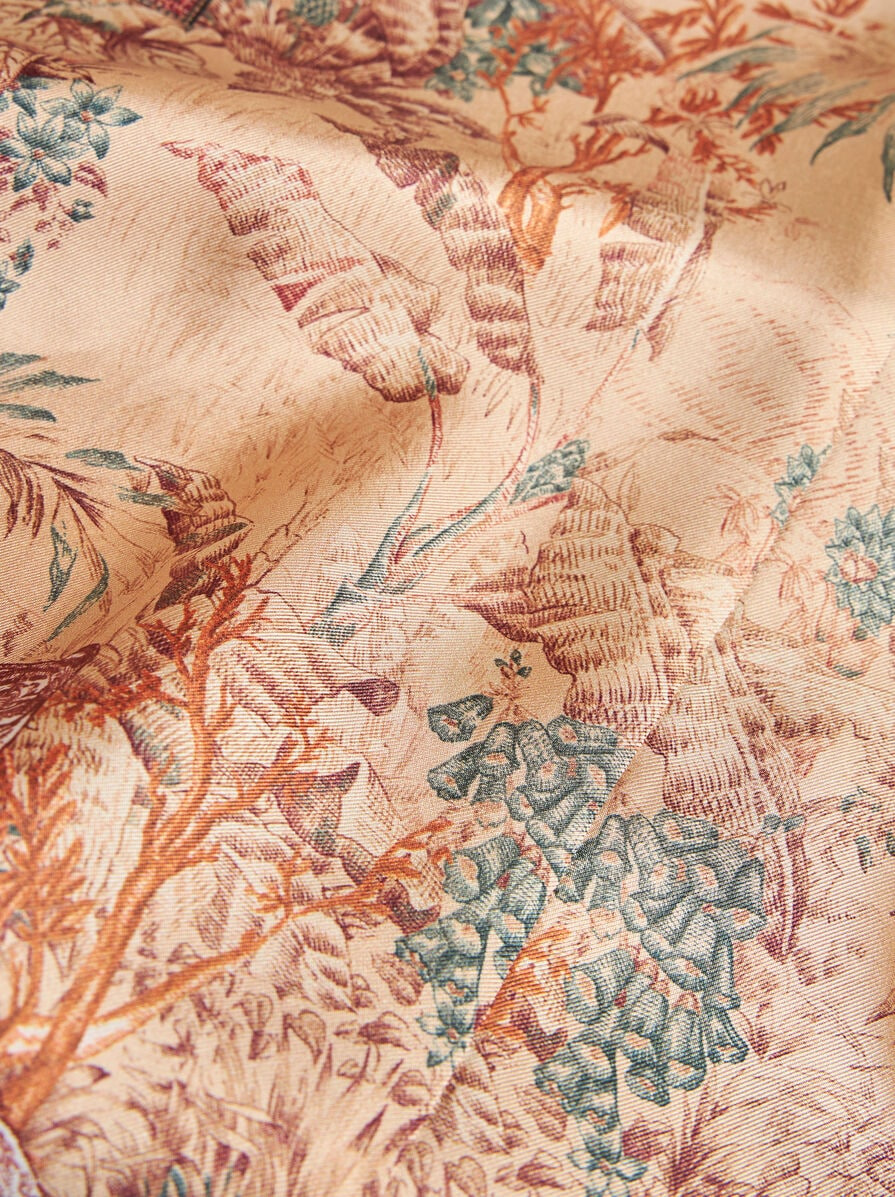 SILK ROBE WITH PLACED PRINT - 7