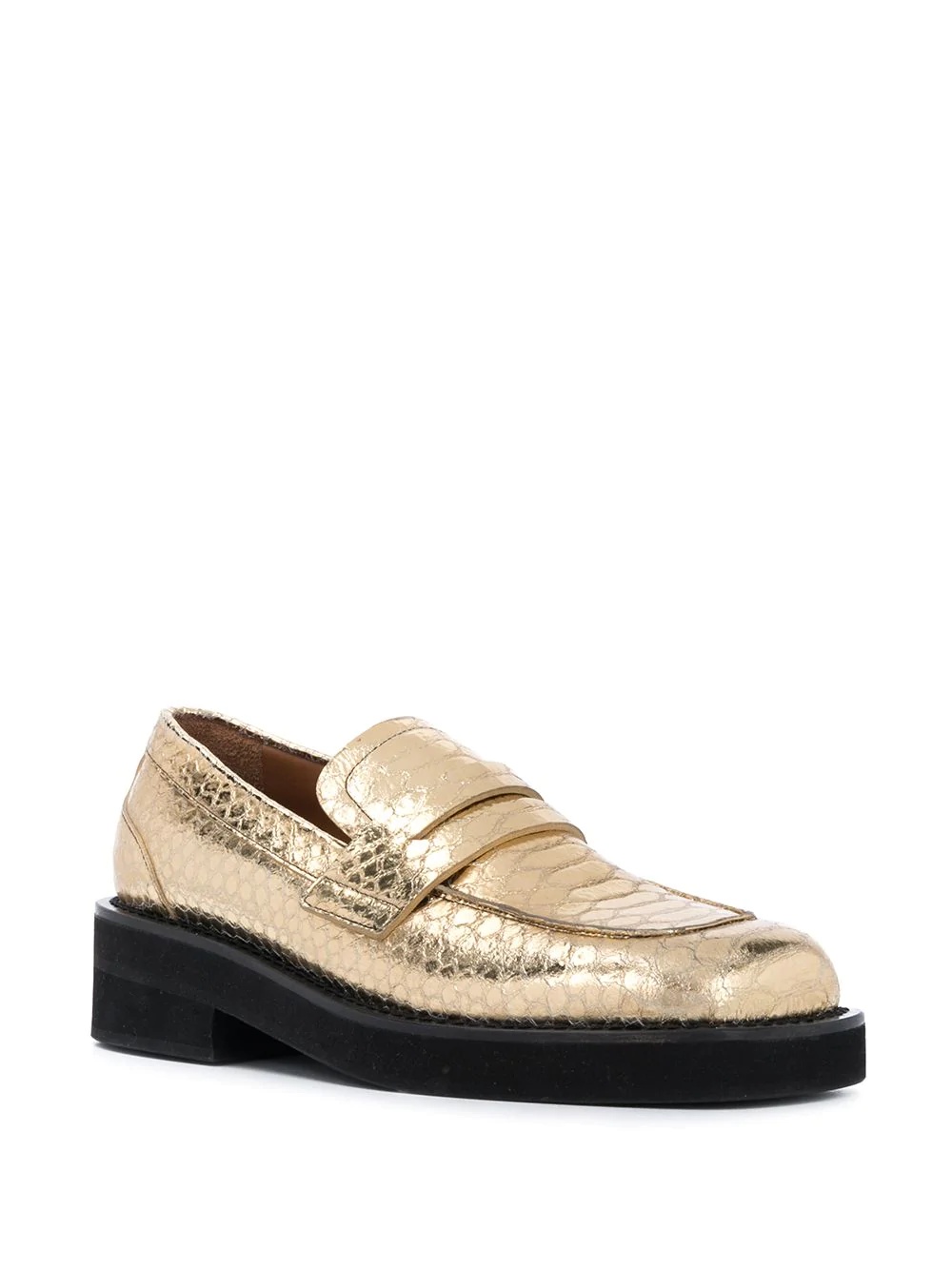 crocodile-effect leather loafers - 2